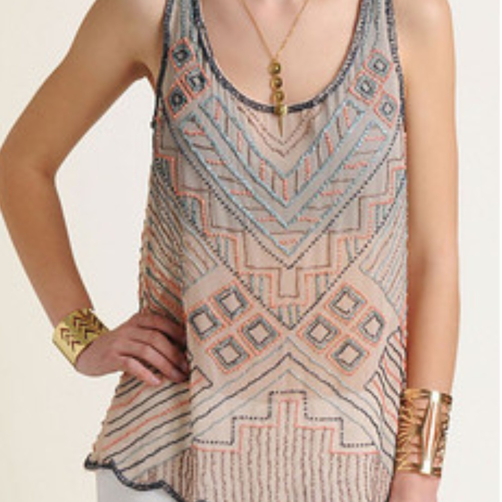 Willow & Clay Beaded Pattern Tank Top - Picture 1 of 3